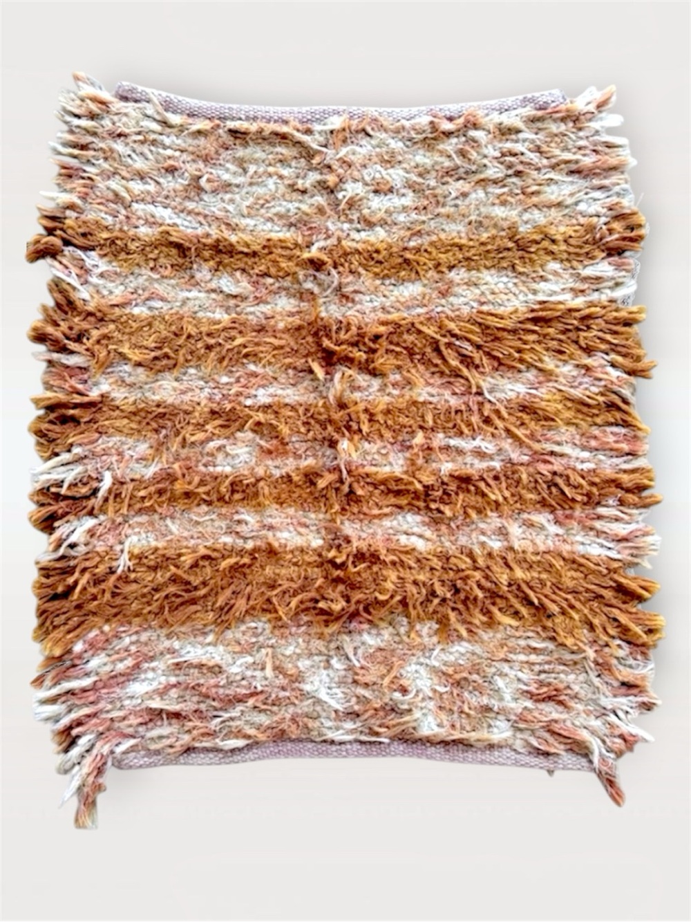 Handwoven Cotton Rya Style Accent Rug 30” x 28”